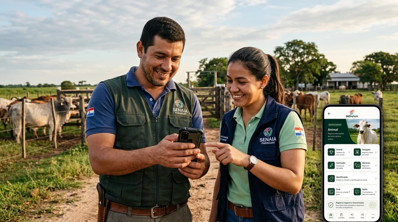 Productores usando la app SENAIA en el campo